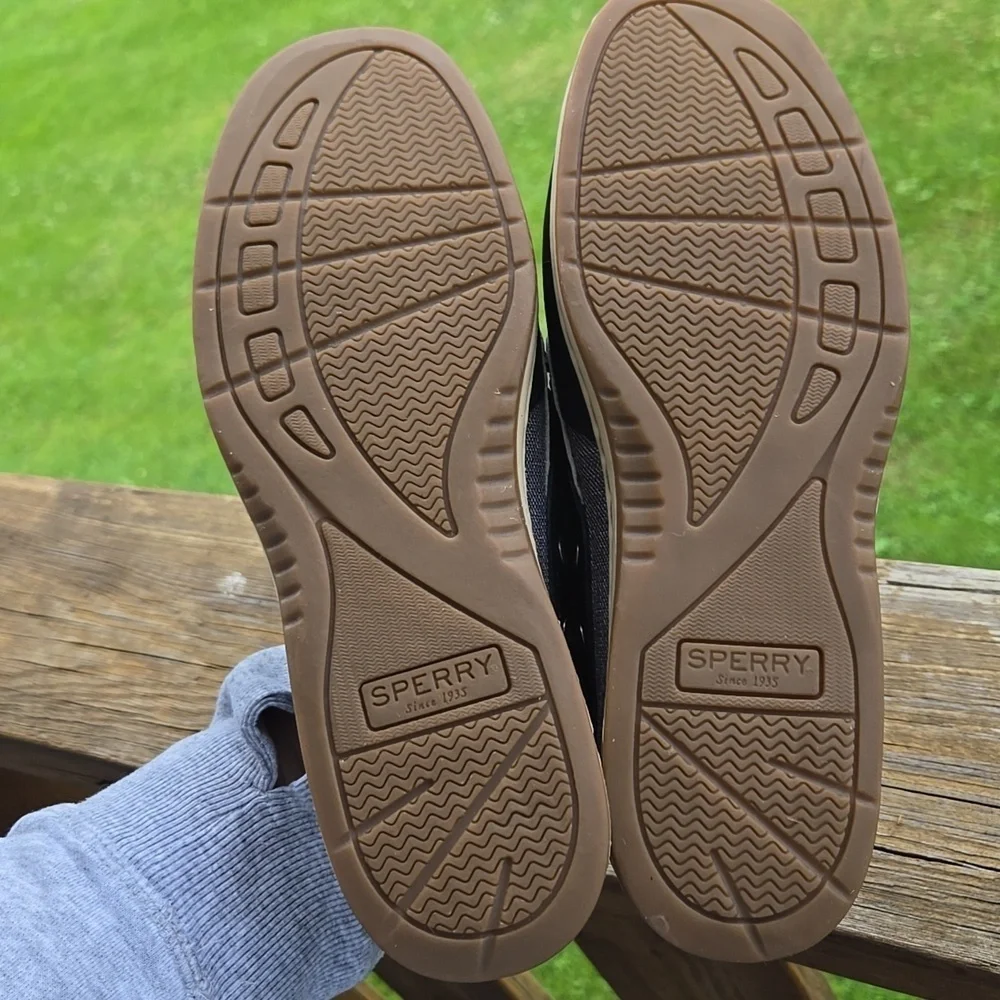 Sperry Womens Black Boat Shoes 7.5 Top Sider With Memory Foam